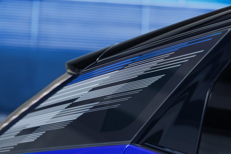 Close-up of the Modern Pattern on the 2026 OPTIQ-V Rear Quarter Glass | Ritchey Cadillac in DAYTONA BEACH FL