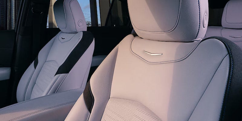 Detail view of the front seats inside the 2025 Cadillac XT4